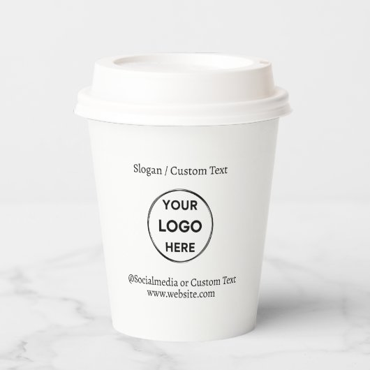 ホワイトカスタムロゴ文字ミニマモダンリストビジネス 紙コップ (正面)