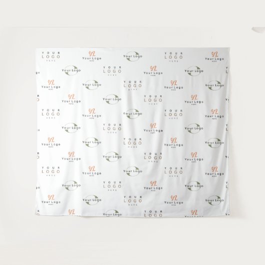 ホワイトカスタムロゴ3社のビジネス会社の背景 タペストリー (正面(横))