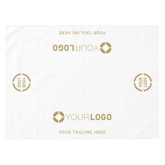 ホワイトカスタム会社ロゴのプロモーション表示 テーブルクロス (正面(横))