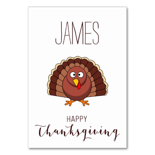 ホワイトカスタム座席表感謝祭トルコ テーブルナンバー (正面)