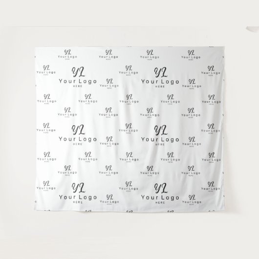 ホワイトカスタム・ビジネス・ロゴの背景の展示会 タペストリー (正面(横))