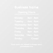 ホワイトカスタム ブランドビジネス名 開業時間 ウィンドウサイン (シート)