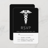 ホワイトカドゥセウスの医療記号の卒業 出欠カード (正面/裏面)