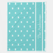 ホワイトカニ航海のとデザインブルーのティール(緑がかった色) フリースブランケット (正面)