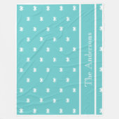 ホワイトカニ航海のとデザインブルーのティール（緑がかった色） フリースブランケット (正面)