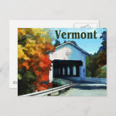 ホワイトカバーカラフルドブリッジオータムバーモント ポストカード (正面/裏面)