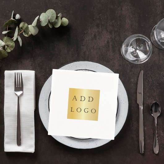 ホワイトカフェバービジネスロゴ スタンダードカクテルナプキン