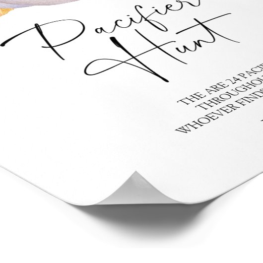 ホワイトカボチャおしゃぶり狩りベビーシャワーゲーム ポスター (角)