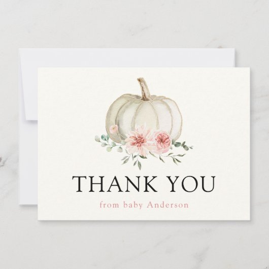 ホワイトカボチャとピンクの花模様ありがとう (正面)