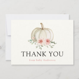 ホワイトカボチャとピンクの花模様ありがとう