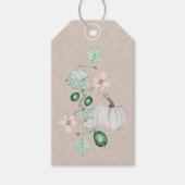 ホワイトカボチャとフラワーウォーターカラーアート ギフトタグ (正面)