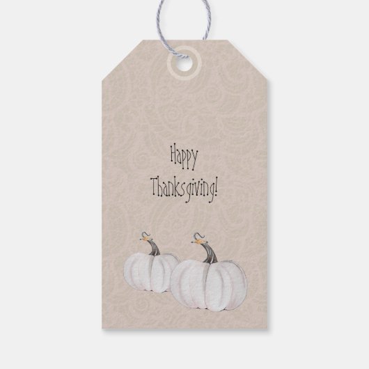 ホワイトカボチャとフラワーウォーターカラーアート ギフトタグ (裏面)