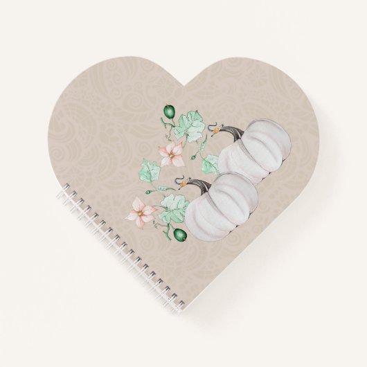 ホワイトカボチャとフラワーウォーターカラーアート ノートブック (正面)