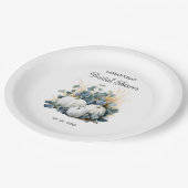 ホワイトカボチャとユーカリの緑のブライダルシャワー ペーパープレート (アングル)