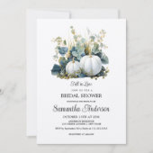 ホワイトカボチャとユーカリの緑のブライダルシャワー 招待状 (正面)