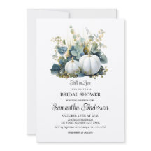 ホワイトカボチャとユーカリの緑のブライダルシャワー