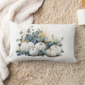 ホワイトカボチャとユーカリの緑 ランバークッション (ブランケット)