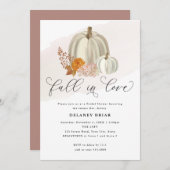 ホワイトカボチャと秋の花，ブライダルシャワー 招待状 (正面/裏面)