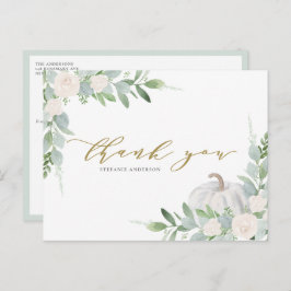 ホワイトカボチャと緑の秋ありがとう ポストカード