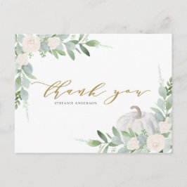 ホワイトカボチャと緑の秋ありがとう ポストカード