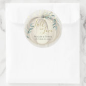 ホワイトカボチャと緑（ひも付き） ラウンドシール (バッグ)