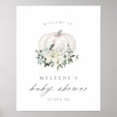 ホワイトカボチャと花ベビーシャワーへようこそ ポスター (正面)