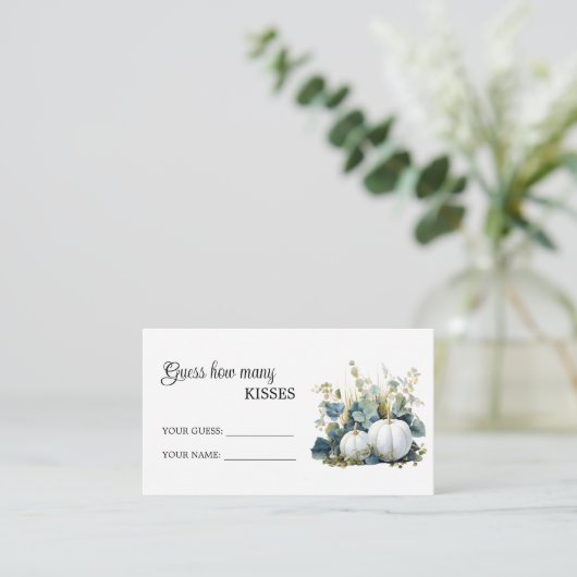 ホワイトカボチャどのくらいのキスブライダルシャワーゲーム エンクロージャーカード (スタンド正面)