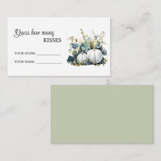 ホワイトカボチャどのくらいのキスブライダルシャワーゲーム エンクロージャーカード (正面/裏面)