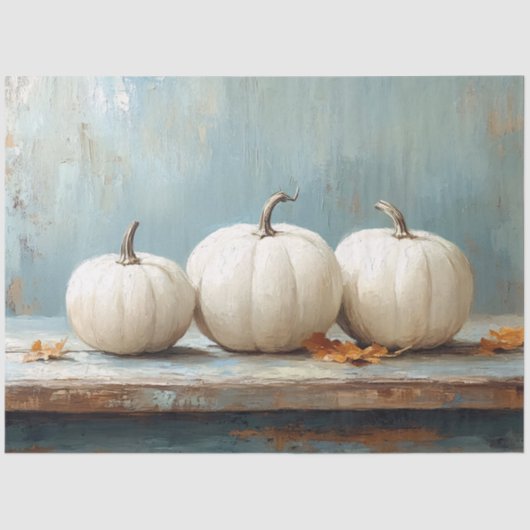 ホワイトカボチャのヴィンテージブルーテーブル 薄葉紙 (正面)