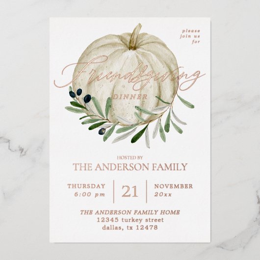 ホワイトカボチャの友情 箔招待状 (正面)