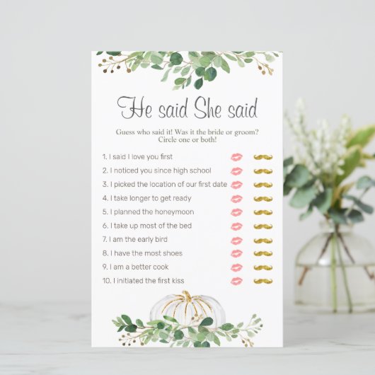 ホワイトカボチャの緑のフローラ彼は彼女が言った (スタンド正面)