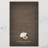 ホワイトカボチャひまわり秋の結婚式メニューカード (裏面)