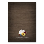 ホワイトカボチャひまわり結婚の囲いカード テーブルナンバー (裏面)