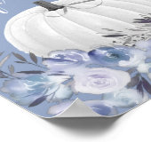 ホワイトカボチャほこりっぽい青い赤ちゃんシャワーギフトテーブル ポスター (角)