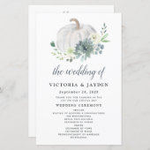 ホワイトカボチャエレガントの多肉性結婚式 プログラム (正面/裏面)