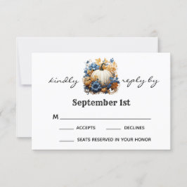 ホワイトカボチャエレガント秋庭園の結婚式RSVP 出欠カード
