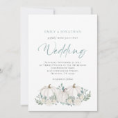 ホワイトカボチャティール(緑がかった色)結婚リーフ 招待状 (正面)