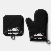 ホワイトカボチャパーソナライズされたン2 鍋つかみ&鍋敷きセット (正面)