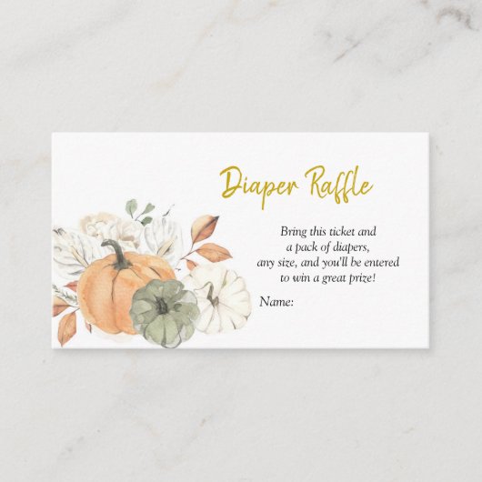 ホワイトカボチャフローラおむつラッフルカード エンクロージャーカード (正面)