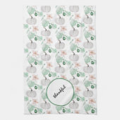 ホワイトカボチャフローラウォーターカラーアート キッチンタオル (縦)