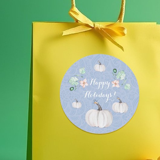 ホワイトカボチャフローラウォーターカラーアート ラウンドシール