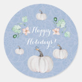 ホワイトカボチャフローラウォーターカラーアート ラウンドシール (正面)