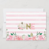 ホワイトカボチャフローラ金ゴールドワード写真1st誕生日 招待状 (裏面)