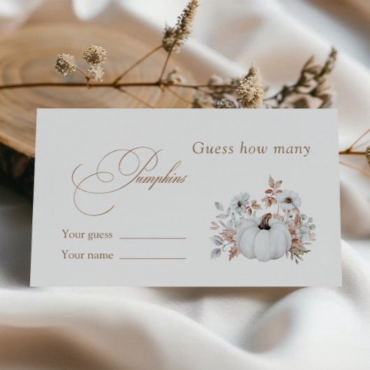 ホワイトカボチャブライダルシャワーいくつカボチャ エンクロージャーカード