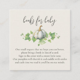 ホワイトカボチャヴィンテージファームハウスベビーシャワーブックス エンクロージャーカード