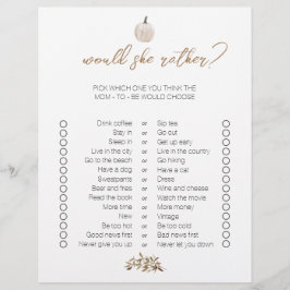 ホワイトカボチャ両面ビンゴベビーシャワーゲーム