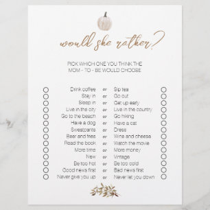 ホワイトカボチャ両面ビンゴベビーシャワーゲーム