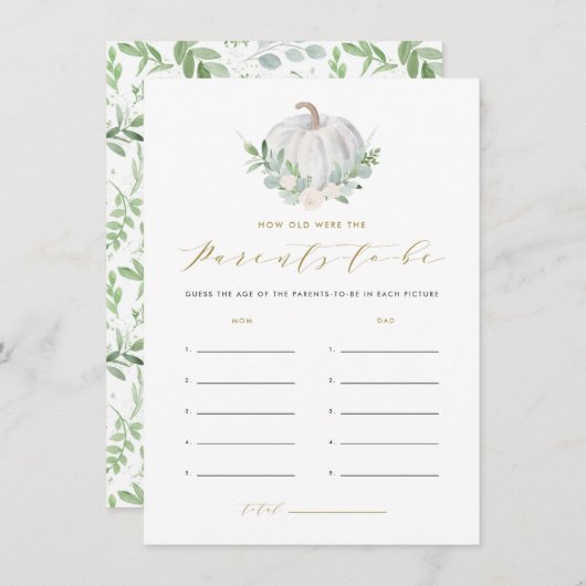 ホワイトカボチャ何歳の親ゲーム エンクロージャーカード (正面/裏面)