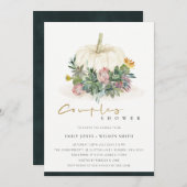 ホワイトカボチャ多肉動物対シャワー招待状 サンキューカード (正面/裏面)