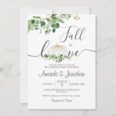 ホワイトカボチャ婚約グリーンリーフローラパーティー 招待状 (正面)